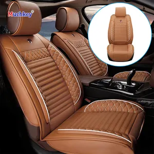 Muchkey Cojn Universal De Cuero Para Asiento De Coche Ju Auto Accesorios Impermeable Conjunto completo Funda De Asiento De Cuero Universal