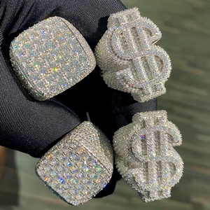 Prezzo all'ingrosso di fabbrica VVS anello Moissanite 925 <span class=keywords><strong>argento</strong></span> ghiacciato Moissanite diamante anelli cubani Moissanite Hip Hop Ring - Product Image 1