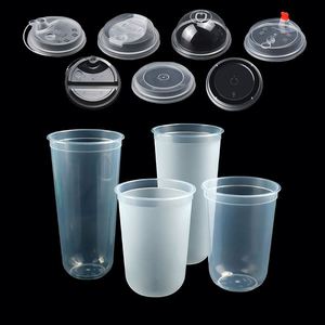 Gobelet à bulles en PP en forme de U de calibre 90 avec couvercle 12oz/16oz/24oz, gobelet en plastique jetable épais et rigide pour thé à bulles chaud ou froid, thé au lait - Product Image 5