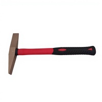 Marteau de décapage Oak Brand anti-étincelles en bronze d'aluminium 0,2 kg avec manche en fibre de verre rouge/noir, adapté à diverses applications