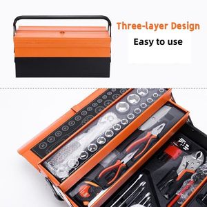 High Quality 85pcs Folding Hand Toolbox <b>Set</b> Auto Repair Household Car Repair Storage Foldable Multi-functional Tin Box SDGJX-85 - Product Image 3