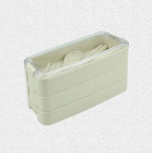 Wheat Straw Grade Material Leak Proof 3 Layer Container Food Plastic Bento Student Lunch <b>Box</b> With Spoon and Fork - Product Image 6