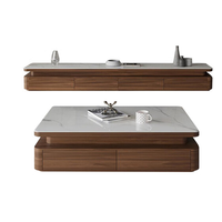 Ensemble table basse carrée et meuble TV en bois, design moderne et luxueux, durable, avec rangement, pour salon et mobilier de maison