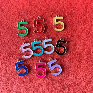 Dijes de aleación de metal para fabricación de joyas, 5 charms de diseño con número personalizado, <span class=keywords><strong>10</strong></span> colores de esmalte - Product Image 5