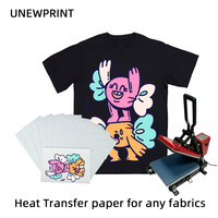 Papier transfert thermique UNEWPRINT pour t-shirts foncés, format A4 compatible avec les imprimantes jet d'encre et les presses à chaud
