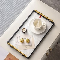 Assiette de rangement en plastique de luxe léger, style INS, pour fruits et repas, pour salon, pour le rangement des tasses à thé et des gobelets à eau