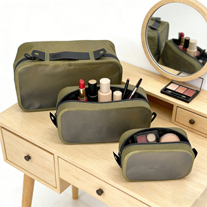 Sacs à maquillage personnalisés, sacs à maquillage <span class=keywords><strong>tendance</strong></span> pour femmes, trousse de toilette imperméable, fermeture à glissière, sacs de voyage semi-compactes pour cosmétiques - Product Image 6