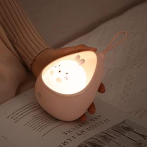 Akıllı gece lambası hareket sensörü sıcak işık sevimli hayvan LED masa lambası hediyeler çocuklar için silikon işıkları sevimli tavşan Kitty - Product Image 4