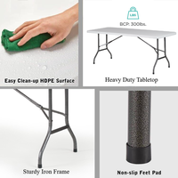 Tables pliantes en plastique HDPE de 183*76*74 cm (6 pieds) en gros d'usine, nouveau matériau, pour restaurant, salle à manger, fête, camping