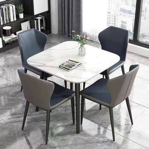 Table et chaises de salle à manger en dalle de roche de luxe léger, combinaison compacte, table carrée moderne et simple pour <span class=keywords><strong>restaurant</strong></span> - Product Image 3