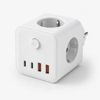 Adaptateur secteur électrique EU Schuko, cube avec 4 ports USB, interrupteur principal, multiprise, rallonge, pour voyage, maison, bureau, 16A, 0,5m