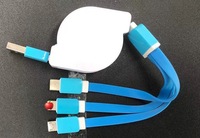 Cargador de Teléfono Móvil 3 en 1 con Cable Retráctil USB Tipo-C, Personalizable con Logotipo, Venta Caliente
