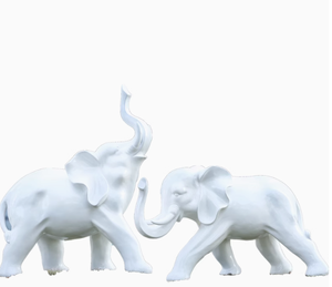 Dessin animé blanc éléphant artistique Sculpture décorative extérieur jardin cour centre commercial bureau résine/FRP à collectionner - Product Image 3