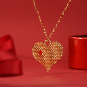 Vente chaude doré en forme de coeur <span class=keywords><strong>Miyuki</strong></span> perles <span class=keywords><strong>pendentif</strong></span> saint valentin collier en acier inoxydable en forme de coeur <span class=keywords><strong>Miyuki</strong></span> perles collier - Product Image 4