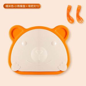 Assiette anti-chute pour enfants motif ours avec couvercle intégré, assiette repas bébé avec compartiments - Product Image 3