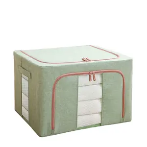 Andeya In Stock Clothes Toys Storage Box New Steel Frame Cotton linen Folding Storage Wholesale Dust Cover