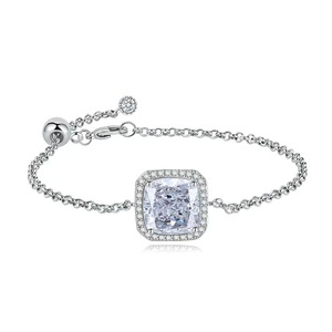Fashion Jewelry Silver Plated Square Shape Diamond Chain Micro Inlaid Zircon Bracelet for Women - Product Image 2