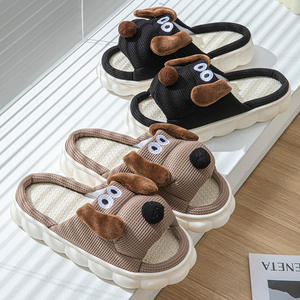 Chaussons en lin à bout ouvert <span class=keywords><strong>pour</strong></span> hommes, femmes et petits chiens, <span class=keywords><strong>pour</strong></span> intérieur et extérieur, sols en bois, toutes saisons, été, commerce transfrontalier, EVA - Product Image 4