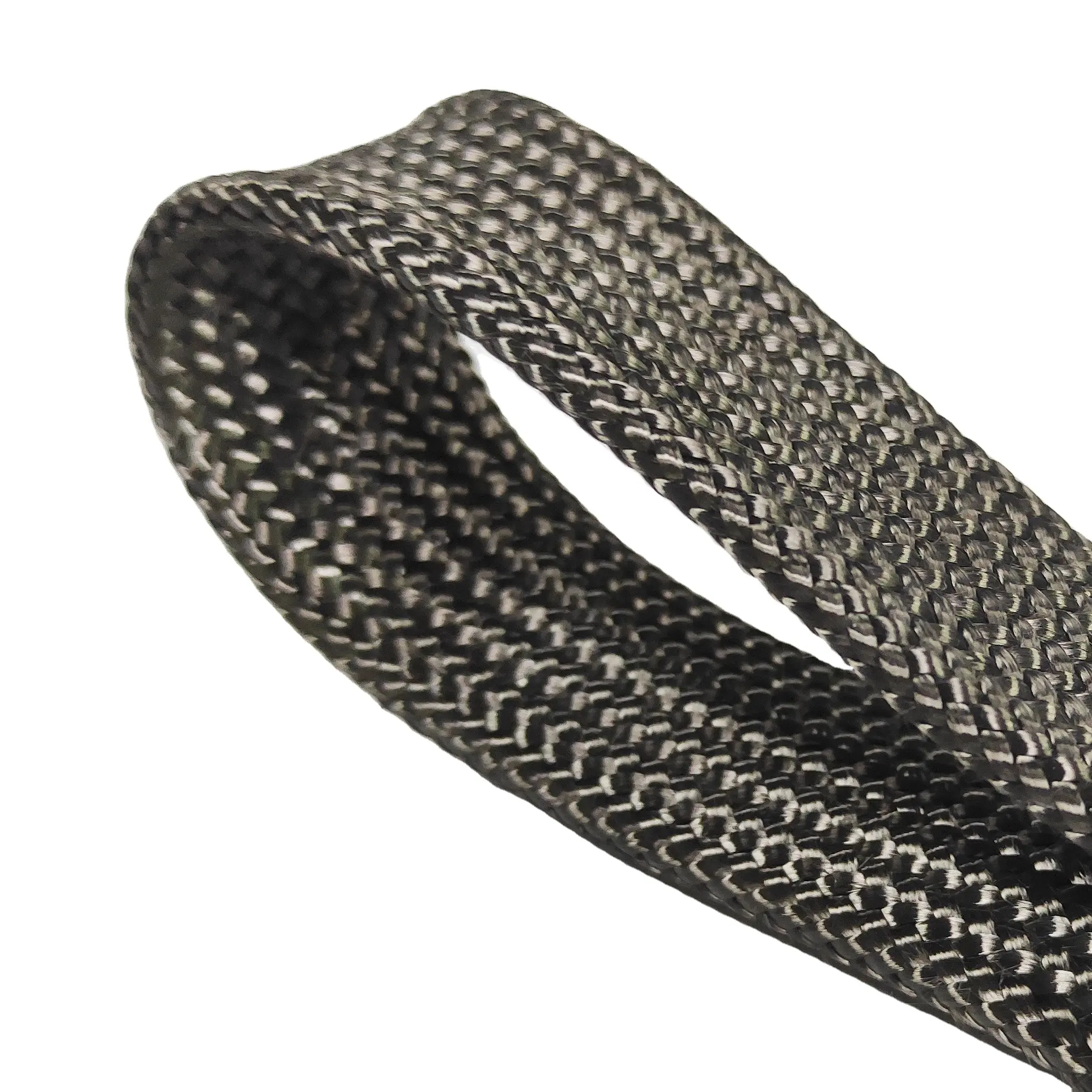 Custom good quality high temperature stability chemical resistance carbon fiber braided cable sleeve