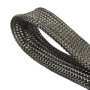 Custom Good Quality High Temperature Stability Chemical Resistance Carbon Fiber Braided Cable Sleeve