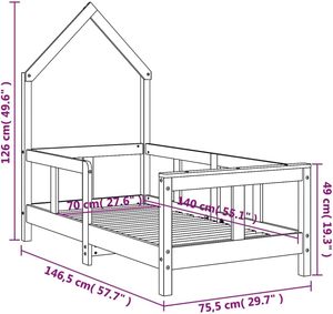 Black Solid Pinewood Kids <strong>Bed</strong> <strong>Frame</strong> - <strong>Low</strong> to the <strong>Ground</strong> Design for Easy Access - House Design for Fun and Creative Play - Product Image 6