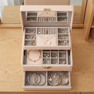 Nuevo Joyero de Cuero de Lujo de Gran Capacidad de Tres Capas para Niñas, Caja de Almacenamiento de Joyas para Pendientes y Collares, Empaque de Joyería - Product Image 5