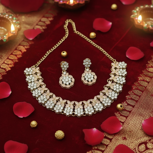 Silver Plated Brass Zircon Kundan Bridal Engagement Wedding Anniversary Party Gift Ethnic High Quality Jewelry <b>Set</b> Choker - Product Image 3