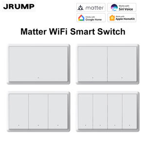 Interrupteur mural intelligent Matter 1/2/3/4 gangs US avec télécommande <span class=keywords><strong>bouton</strong></span>, commande vocale et programmation pour Alexa, Google <span class=keywords><strong>Home</strong></span>, HomeKit, Android - Product Image 2