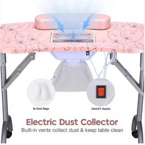 Mesa de Manicura Portátil Moderna y Minimalista Negra con Ruedas Plegable y Bolsa de Almacenamiento de Regalo - Product Image 3