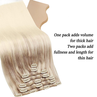 Extensions de cheveux à clipser haut de gamme sans couture, double épaisseur, cuticules intactes, cheveux humains vierges russes pour grossistes et salons