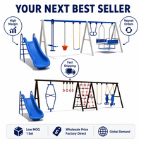 SageDelightRides Équipement d'amusement extérieur en gros, structure de jeu combinée balançoire et toboggan en plastique PE pour enfants, fabricant pour places publiques