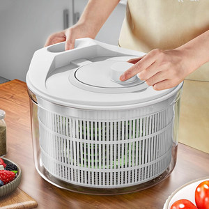 Vegetable Dehydrator Spin Dryer Manual Washing Basin Fruit Drain Basket Kitchen Salad Maker Large Capacity Plastic 2 Pieces - Product Image 5