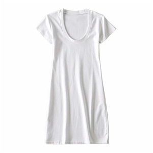 Abito lungo in cotone da donna con scollo a U. Abito estivo a tinta unita. Personalizzazione di Gonne T-shirt in Stile Basic - Product Image 4