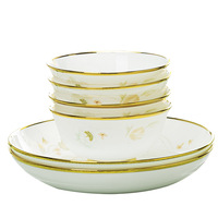 Vaisselle en Porcelaine Fine : Bol, Assiette, Plat, Cuillère, Baguettes – Fournisseur Hôtelier de Vaisselle en Céramique avec Bord Doré – Collection Jingdezhen