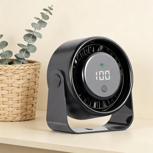 Wall Mounted 3000mAh Silent 4 Speed LED Digital Display 100 Degree Adjustable Airflow Desktop Fan
