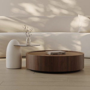 Table basse en bois massif style nordique italien, design moderne de luxe léger pour salon, petit appartement, noyer, 1 pièce, garantie 1 an - Product Image 3