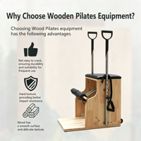 Silla de Pilates de Madera de Arce para Ejercicios, Estable, para Clases Privadas, Equipo Multifuncional Comercial para Entrenamiento en Interiores y en Casa
