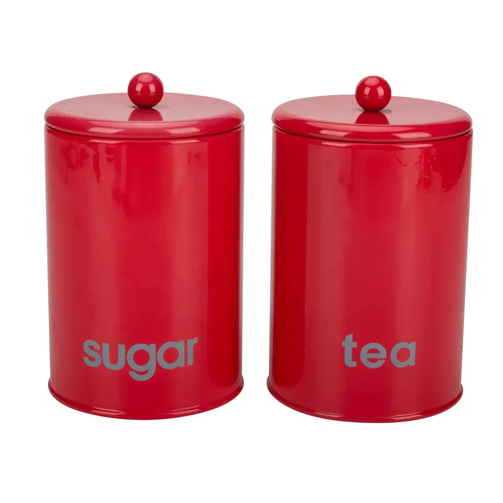 Boîte de cuisine en sucre, pour thé, café, en forme ronde de couleur rouge