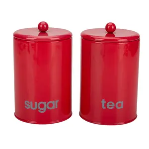Runde Form Tee Kaffee Zucker Küchen kanister Set in Rot