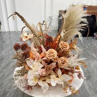 2m Luxe 5D Kunstmatige Oranje Caramel Herfst Bloemenloper voor Bruiloft Verjaardag Feest Tafeldecoratie
