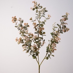 สเปรย์ยูคาลิปตัสประดิษฐ์ขนาดเล็กสีชมพูตกแต่งด้วย<span class=keywords><strong>ใบ</strong></span>ไม้สีทองและหยก - Product Image 1