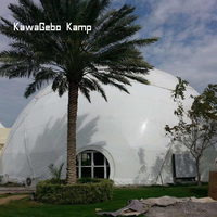 Kawagebo Kamp 12M PVC Party Trade Show Luxury Outdoor Camping Glamping Igloo Geodesic Dome Hotel Tente Maison avec salle de bain
