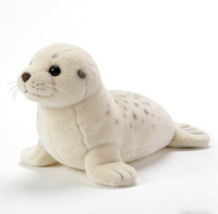 Peluche phoque blanc de haute qualité, personnalisable avec logo OEM, jouet en peluche animal marin, brodé, en polyester et coton PP, pour anniversaire, vente en gros