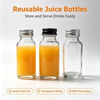 Botol Jus Kaca Mini 2oz 60ml Grosir, Botol Minum Kaca Kecil dengan Tutup Ulir untuk Susu/jus/teh/Anggur