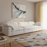 Ensemble de canapés Cloud de l'usine de Foshan, design crème Wabi-Sabi, style minimaliste italien, en forme de L, module en tissu de lin, garnissage amovible