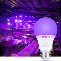 Ampoule UV noire 9w E26 Culot moyen Uva 380-400nm Lampe noire pour peinture corporelle Soirée club Affiches néon