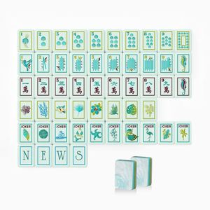 Ensemble de tuiles américaines en acrylique style Côte Corallienne avec perles d'eau, design moderne, art Mahjong, divertissement portable - Product Image 1