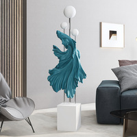 Offre Spéciale : Sculptures Créatives en Fibre de Verre de Luxe Léger, Statues de Poissons pour Décoration de Sol, Ornements pour Bureau et Maison