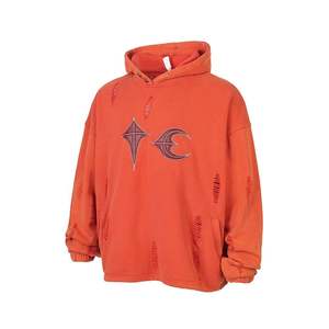 Sudadera con capucha informal holgada para hombre y mujer, estilo nuevo, de cuero con parches desgastados y rotos, de la marca de moda TC. - Product Image 3