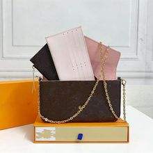 Tas wanita mode Eropa 3 in 1 tas rantai selempang satu bahu tas clutch amplop PU - Product Image 4